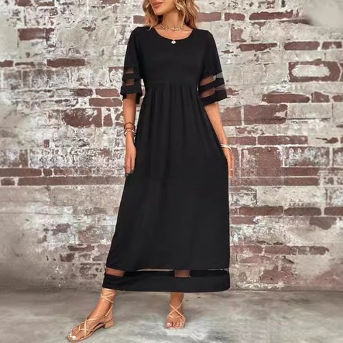Damen netzbesatz midikleid - damen,