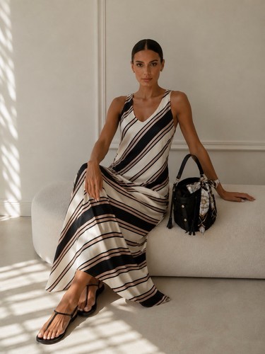 Damen maxikleid mit diagonalen - damen,