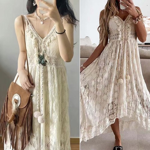 Damen spitze ärmellos kleid - Ärmellos,