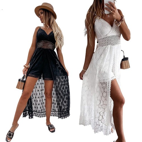 Damen maxikleid boho spitze - damen,