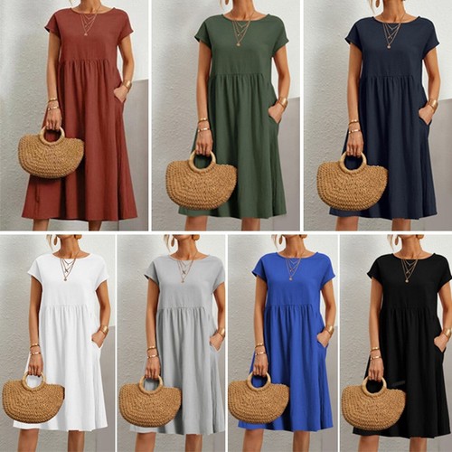 Damen sommerkleider einfarbige - sommerkleider,